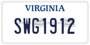 SWG1912  license plate in VA