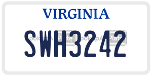 SWH3242  license plate in VA