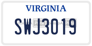 SWJ3019  license plate in VA