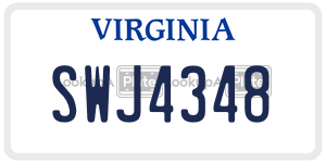 SWJ4348  license plate in VA