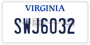 SWJ6032  license plate in VA