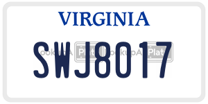 SWJ8017  license plate in VA