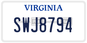 SWJ8794  license plate in VA