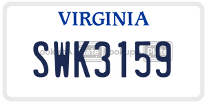 SWK3159  license plate in VA