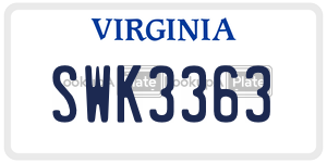 SWK3363  license plate in VA