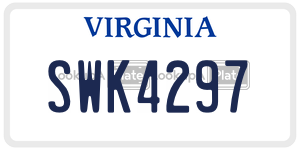 SWK4297  license plate in VA