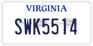 SWK5514  license plate in VA