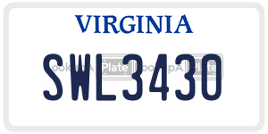 SWL3430  license plate in VA