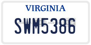 SWM5386  license plate in VA