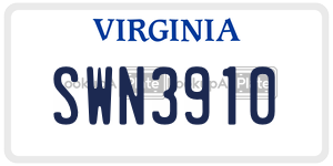 SWN3910  license plate in VA