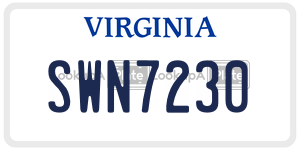 SWN7230  license plate in VA