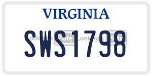 SWS1798  license plate in VA