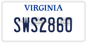SWS2860  license plate in VA