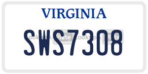SWS7308  license plate in VA