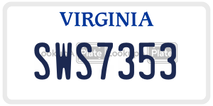 SWS7353  license plate in VA