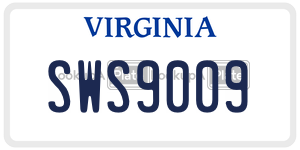 SWS9009  license plate in VA