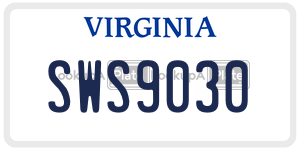 SWS9030  license plate in VA