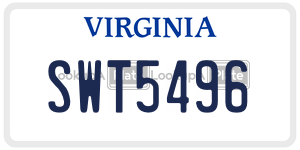 SWT5496  license plate in VA