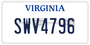 SWV4796  license plate in VA