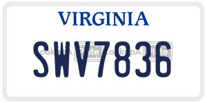 SWV7836  license plate in VA