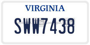SWW7438  license plate in VA