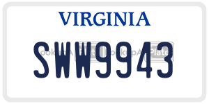 SWW9943  license plate in VA
