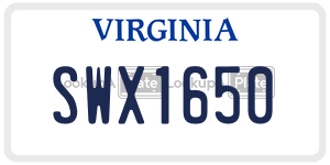 SWX1650  license plate in VA