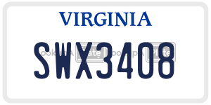 SWX3408  license plate in VA