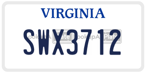 SWX3712  license plate in VA