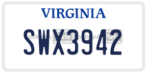 SWX3942  license plate in VA