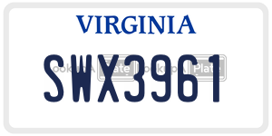 SWX3961  license plate in VA