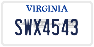 SWX4543  license plate in VA