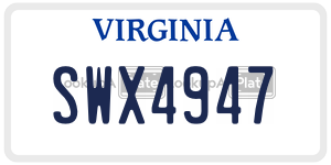 SWX4947  license plate in VA