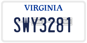 SWY3281  license plate in VA