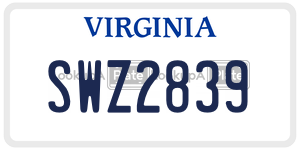 SWZ2839  license plate in VA