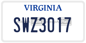 SWZ3017  license plate in VA