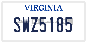 SWZ5185  license plate in VA