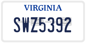 SWZ5392  license plate in VA