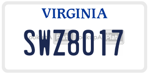SWZ8017  license plate in VA