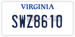 SWZ8610  license plate in VA