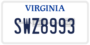 SWZ8993  license plate in VA
