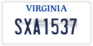 SXA1537  license plate in VA