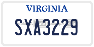 SXA3229  license plate in VA