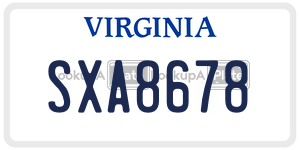 SXA8678  license plate in VA