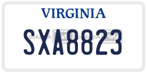 SXA8823  license plate in VA