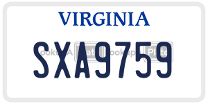 SXA9759  license plate in VA