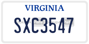 SXC3547  license plate in VA
