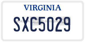 SXC5029  license plate in VA
