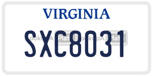 SXC8031  license plate in VA