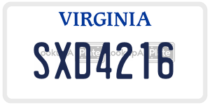 SXD4216  license plate in VA